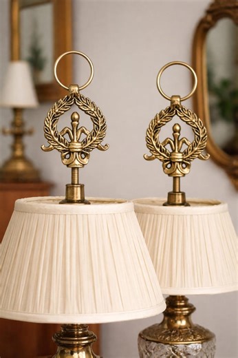 Vintage Brass Lamp Finials Set | Neoclassical Hollywood Regency Decor - Etsy