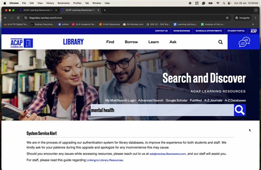 Learning Hub - Signing into e-Resources