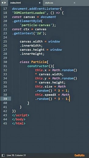 Particle animation | HTML, CSS & JS