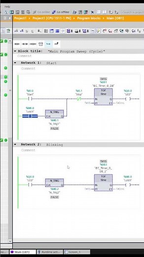 How to blink LED using Ladder Logic #shorts