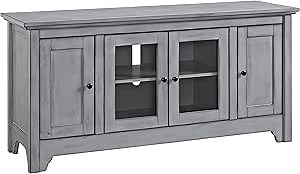 Walker Edison Furniture Company Wood Universal TV Stand with Storage Cabinets for TV's up to 58" Flat Screen Living Room Entertainment Center, Grey, 52 inch (W52C4DOAGY)