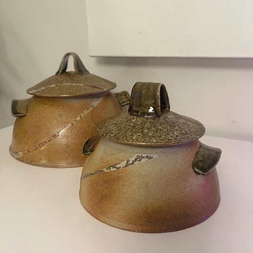 Vintage Warren Mackenzie Pottery | Floral Inlaid Lidded Jar With Handles | Mingei Pottery | Matte Glazed Tureen | See Description - Etsy