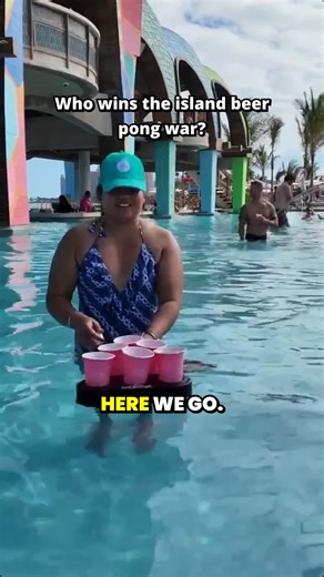 Beer Pong in the World's largest swim-up bar at Royal Caribbean's New Private Beach Club on Paradise Island🍻🔥 Girls or Guys? Let's go 😂👇 #royalcaribbean #royalbeachclub #BeerPongChallenge #cruising