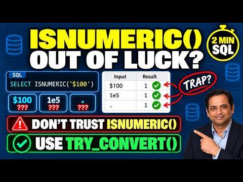 Why ISNUMERIC() Lies to You in SQL Server | TRY_CONVERT() in 2 Minutes