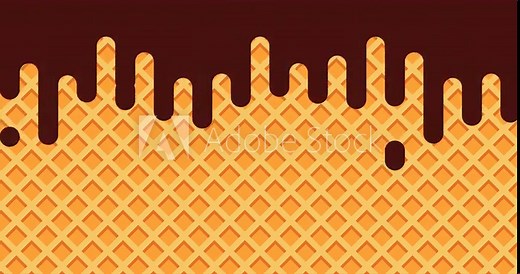 Melted chocolate dripping animation. Dessert background with melted chocolate. Sweet ice cream flowing down. Motion graphic. 4K animation