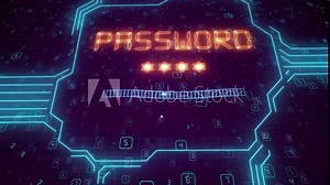 4K animation Security lock with loading connection line for futuristic cyber technology network safety and protection concept, with blur and shallow depth of field