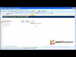 Excel Basics -022- Text Functions - LEFT RIGHT and MID