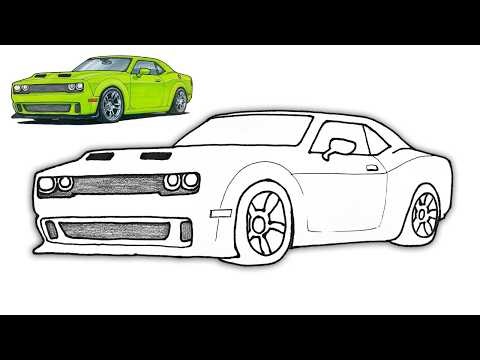 Dodge Challenger Drawing Tutorial ✏️ Easy Sports Car Sketch (Beginner Friendly)