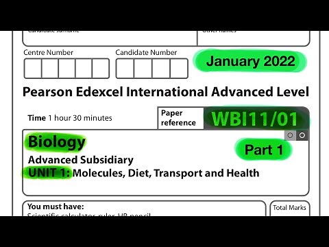 A level | biology | Unit 1 | Edexcel | January 2022 | Part 1 of 2