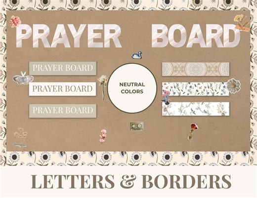 Christian Vision Prayer Board Letters & Borders Kit Printable, Neutral Color Faith Wall Decor Cut Outs, Sunday School, Church, Journaling - Etsy