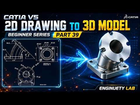 CATIA V5 Beginner Tutorial Part 39 | 2D Drawing to 3D Model | Solid Modeling Practice