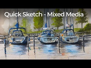 Mixed Media - Quick Sketch with Watercolor, Ink, Colored Pencils