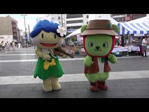 2016-07-02 戯れるアルクマとアルプちゃん in 松本駅前