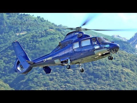 Eurocopter (Airbus Helicopters) AS365 N3 Dauphin / start up, taking off and landing at Locarno
