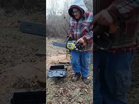 TROY-BILT TB4218 42cc 18" Review of chainsaw by cutting an oak stump.