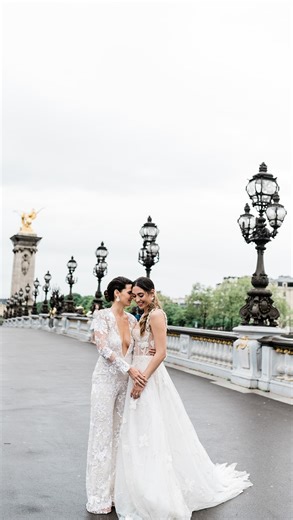 Danielle + Anna Parlagreco | LGBTQ+ Travel & Lifestyle on Instagram: "Showed up just in time ☺️ wlw couple | paris elopement | where the hell is my husband | two brides | wives"