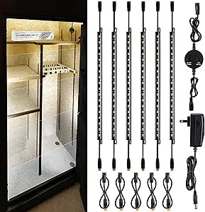 TORCHSTAR LED Safe Lighting Kit 5CCT, Dimmable (6) 12 Inch Linkable Light Bars, 3000K/3500K/4000K/4500K/5000K Selectable, 900LM Safe Light Kit for Under Cabinet Gun Safe Closet, UL Power Adapter