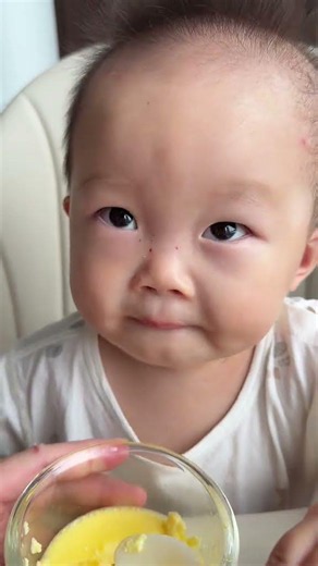 Coco Enjoys Today's Delicious Steamed Egg Custard 🥚 #babycoco #mealtime #babyfood