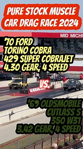 ‘70 Ford Torino Cobra 429 Super CobraJet vs. ‘69 Oldsmobile Cutlass S 350 W31 Pure Stock Muscle Car Drag Race 2024 PSMCDR | Ian Ashton