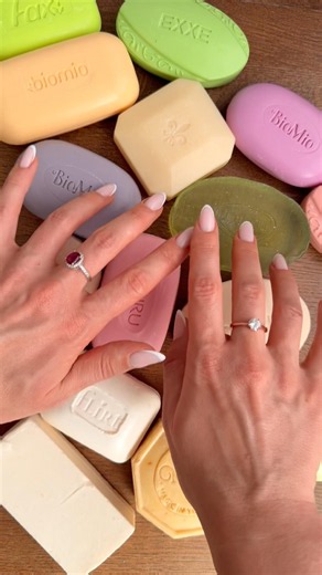 Soft hands touching soap