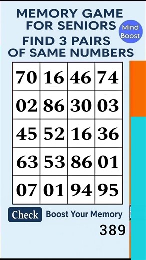 Brain Training for Seniors - Fun Daily Brain Challenge | Match the Numbers