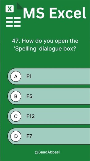How do you open the 'Spelling' dialogue box #excelshortcuts