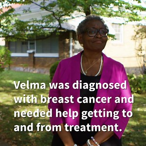 When Velma was diagnosed with cancer, she had no one to take her to and from treatments. Then she learned about Road To Recovery. Before the year ends, help fund 1000 rides to treatment for patients like Velma. | American Cancer Society