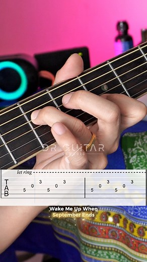 104K views · 1.5K reactions | "Guitar therapy session: ‘Wake Me Up When September Ends’ (Intro Guitar Tab) | Doni | Facebook