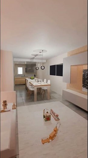 Open-plan kitchen with rectangular table #interiordesigner #openplankitchen #renovation