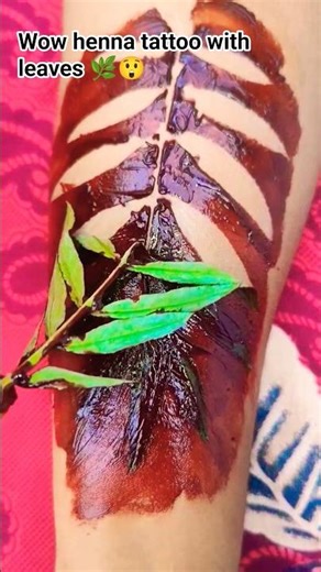 easy and beautiful henna tattoo with leaves 🌿 simple mehendi design #shorts#viral#trending#mehendi