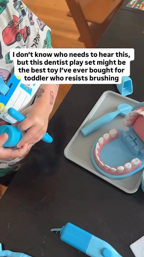 This dental kit might honestly be the best toy I’ve ever bought for my toddler. 🙌 Play is the language of children. This helps toddlers understand what’s happening, gives them a sense of control, and makes brushing time feel less like a battle. 🪥 When brushing starts to feel harder than it should, I break out this toy and it makes such a difference. Instead of fighting, my toddler actually wants to talk about teeth and “practice” brushing on the little model. Check the comment for details! ⤵️ 