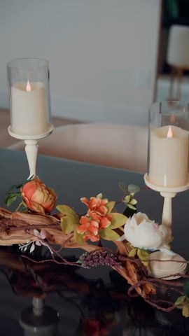 Kitchen Table Centerpiece Dining Table Decor : Peony Vine, Ivory Candle Holders & Flameless Candles - Etsy