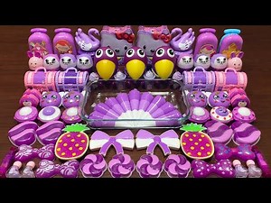 PURPLE PIPING BAGS - Mixing Makeup, Clay and MORE Into GLOSSY Slime ! Satisfying Slime Videos #1518