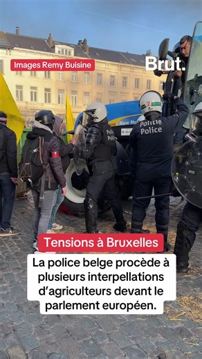 La police belge procède à plusieurs interpellations d’agriculteurs devant le parlement européen. #belgique #bruxelles #agriculteur