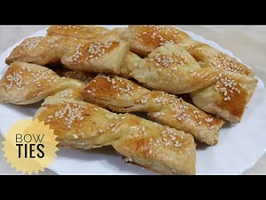 Bow Ties Pastry | Bow Ties Using Puff Pastry | Bow Tie Cookies | Puff Pastry Recipes | Baking.