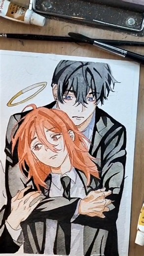 drawing aki hayakawa and angel devil from chainsaw man ✨❤️#animedrawing #chainsawman #foryou #fyp