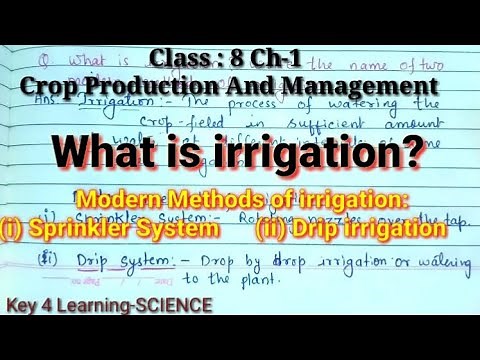 Class 8 Science Ch 1 Q. What is irrigation? Sprinkler system and Drip Irrigation