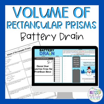 Volume of Rectangular Prisms Digital Activity & Worksheet - Winter - 8th Grade