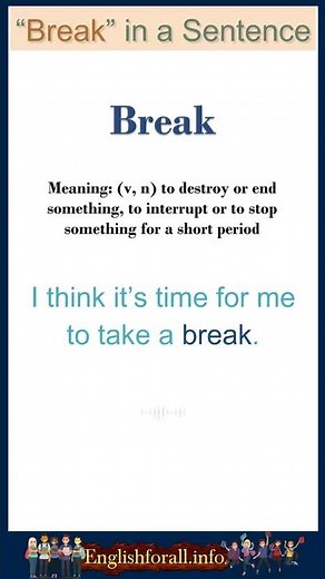 Break meaning | Break in a Sentence | Most common words in English #shorts