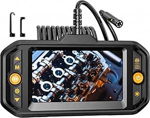 Dual Lens Industrial Endoscope, 1080P Digital Borescope Inspection Camera with 7.0mm IP67 Waterproof Camera, Sewer Camera with 4.3" LCD Screen, 7 LED Lights,16.5FT Semi-Rigid Cable, 32GB Card
