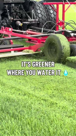 The grass is greener where you water it. 💧 What are you watering today? #Shorts #FarmLife #lawncare