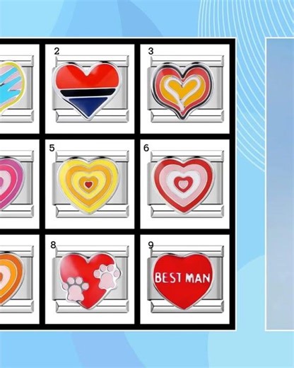 Customizable 9mm Italian Charm Bracelet Links - Heart and Star Shapes - Perfect Gift for Her