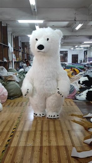 Adorable Custom Designed Inflatable Mascot Costume Plush White Dog with Suspender Shorts for Parties Birthdays Carnivals