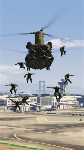 Powerful Army Jump from Helicopter to attack in Battleground gta.v #shorts #short