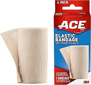 ACE Brand Elastic Bandage with Clips, Adjustable for Secure, Moderate Support, 4", One Size Fits Most