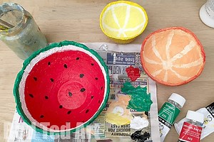 Papier Mache Summer Fruit Bowls - Red Ted Art - Easy Kids Crafts