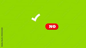 Yes No Tick check mark sign on Green screen. Yes No Tick and cross sign Vote for acceptance and rejection. Toggle switch interface buttons. Check box list icons Test question Choice.