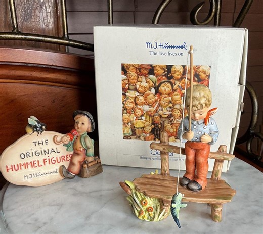 Goebel Hummel Figurine HUM 566 • the Angler • Boy Fishing • Vintage Porcelain • Original Box Included (1989) - Etsy