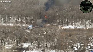 Moment a Russian tank driver jumps out of vehicle and runs after it was shelled