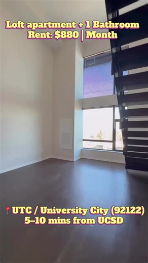 Modern 1BR Loft available in the UCSD/UTC area (University City, 92122). Convenient location close to campus, shopping, and transit. Clean, well-maintained unit ideal for students or professionals seeking comfort and accessibility. For more information, please check my profile for contact details or send a message via phone or email. #universitycity #sandiegohiddengems #californiarealestate #apartmenttour #apartmentforrent